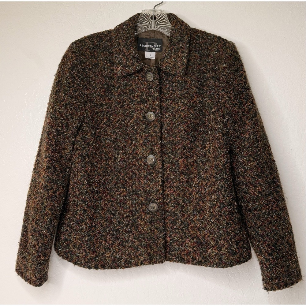 Vintage‎ Requirements Womens Petite Size 8P Blazer Tweed Indie Hippie Autumn USA